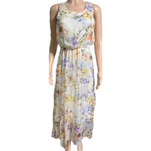 NWT LARA GUIDOTTI Silk Blend Maxi Floral Dress Made in Italy